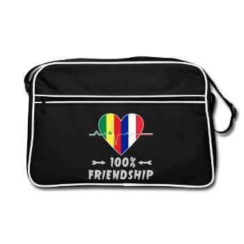 100 % amitié entre le Sénégal et la France - Sac Retro - noir/blanc - Devant
