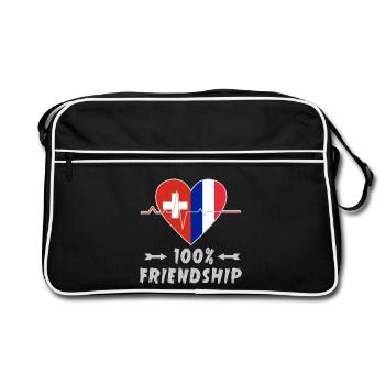 100 % amitié entre la Suisse et la France - Sac Retro - noir/blanc - Devant