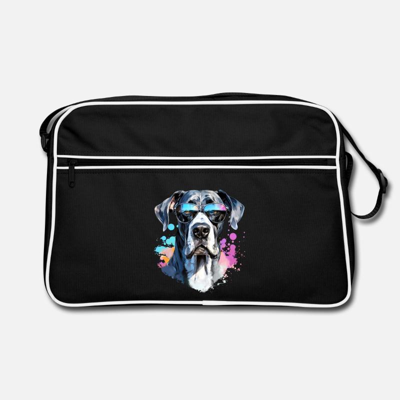 Dogge mit Sonnenbrille Retro Tasche