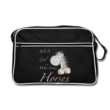Juste une fille qui aime les chevaux en disant - Sac Retro - noir/blanc - Devant