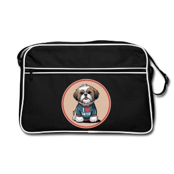 I Love Shih Tzus Der süsse Löwenhund zum knuddeln - Retro Tasche - Schwarz/Weiß - Vorne