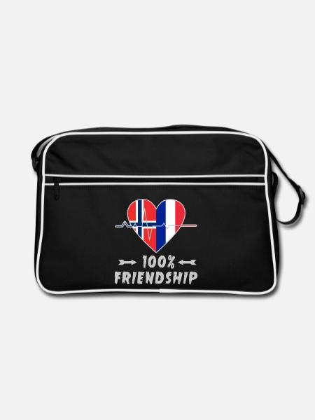 La Norvège et la France, une amitié à 100 % - Sac Retro - noir/blanc