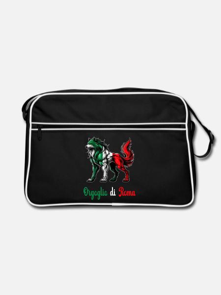 Der stolz von Rom Italien Flagge - Retro Tasche - Schwarz/Weiß - Vorne