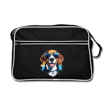 Beagle avec lunettes de soleil - Sac Retro - noir/blanc - Devant