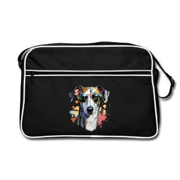 Lévrier avec lunettes de soleil - Sac Retro - noir/blanc - Devant