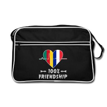 100 % amitié entre le Cameroun et la France - Sac Retro - noir/blanc - Devant