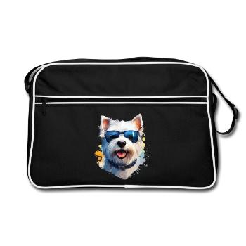 Westie avec lunettes de soleil - Sac Retro - noir/blanc - Devant