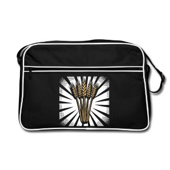 5 Weizenähren Highlight Gold - Retro Tasche - Schwarz/Weiß - Vorne