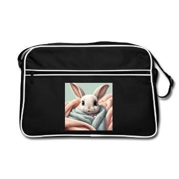 cute bunny poster, baby, child, infant - Retro Bag - black/white - Front