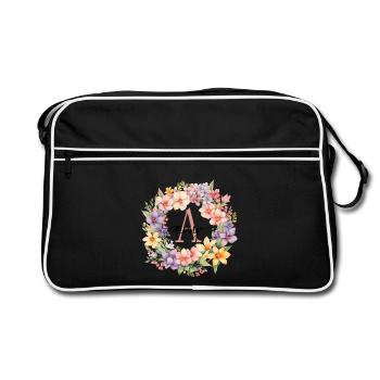 A| Monogramme | Nom | Amy | Aquarelle | Coloré - Sac Retro - noir/blanc - Devant