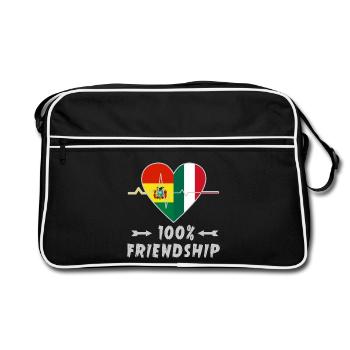 100 % amitié entre la Bolivie et l'Italie - Sac Retro - noir/blanc - Devant