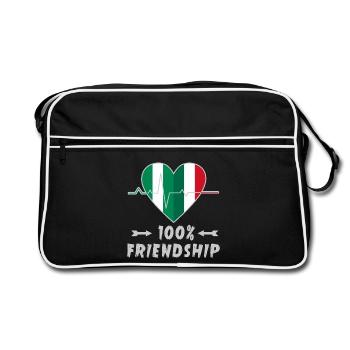 Le Nigeria et l'Italie : amitié à 100 % - Sac Retro - noir/blanc - Devant