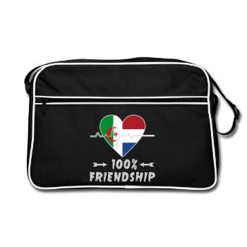 100 % amitié entre l'Algérie et les Pays-Bas - Sac Retro - noir/blanc - Devant