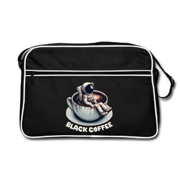 Schwarzer Kaffee Astronaut Tasse Galaxie Geschenk - Retro Tasche - Schwarz/Weiß - Vorne