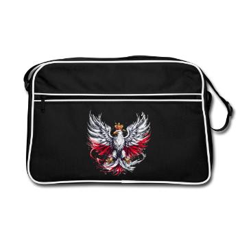 Polen Polska polnisch rot weiß Adler Goldene Krone - Retro Tasche - Schwarz/Weiß - Vorne