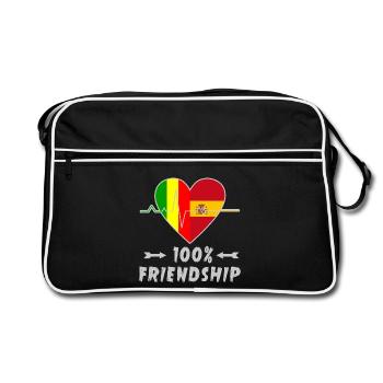 100 % amitié entre le Mali et l'Espagne - Sac Retro - noir/blanc - Devant