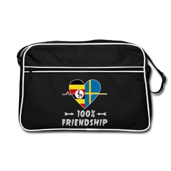 Uganda and Sweden 100% friendship - Retro Bag - black/white - Front
