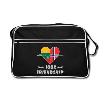 Lithuania and Norway 100% friendship - Retro Bag - black/white - Front