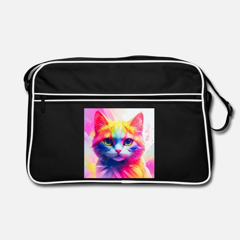 Vibrant Rainbow Cat Artwork Retro Bag
