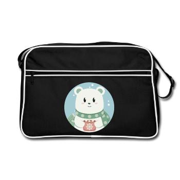 Ours polaire mignon dans l’ de Noël - Sac Retro - noir/blanc - Devant
