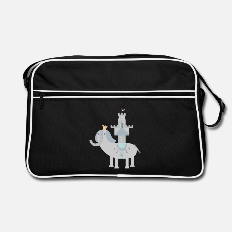 Eléphant et château l Pas de texte - Sac Retro - noir/blanc