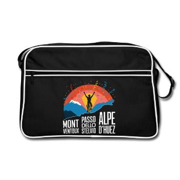 Montagnes cyclables Stelvio Ventoux Alpe d’Huez KOM - Sac Retro - noir/blanc - Devant