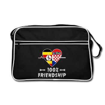 Uganda and Croatia 100% friendship - Retro Bag - black/white - Front