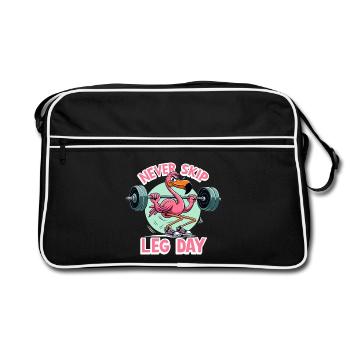 Jour des jambes Flamingo Leg Workout Cadeau de gymnastique drôle - Sac Retro - noir/blanc - Devant