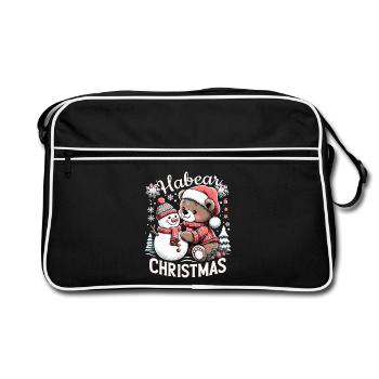 Habear Christmas Bear Snowman Snow Gift - Retro Bag - black/white - Front