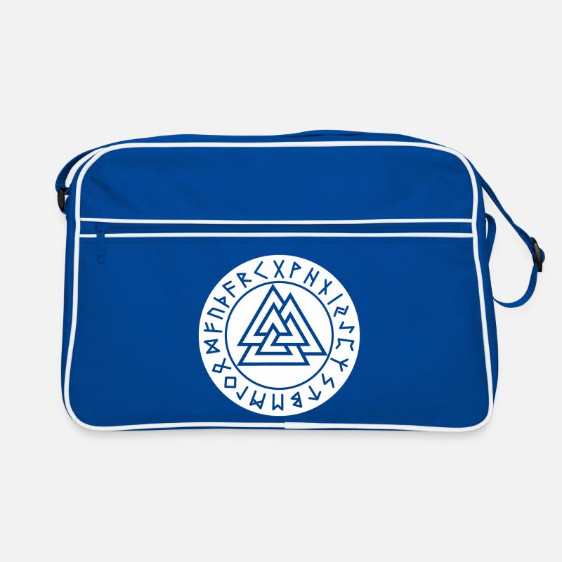 Valknut white rune circle Retro Bag