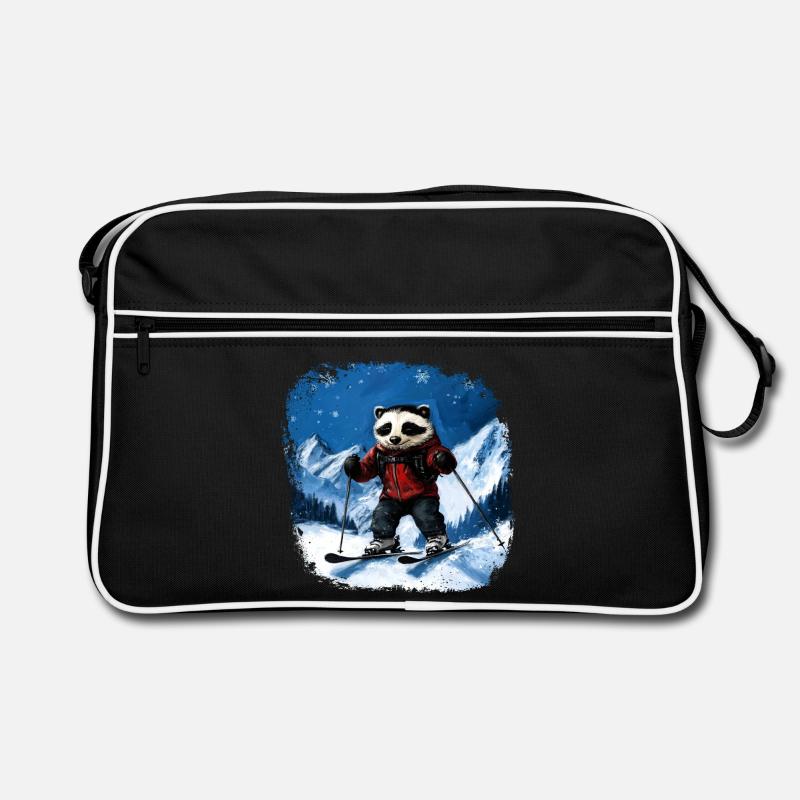 Skifahrer Dachs Retro Tasche