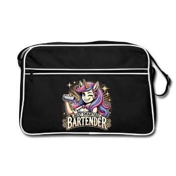 Bartender Barmaid Unicorn Gift - Retro Bag - black/white - Front