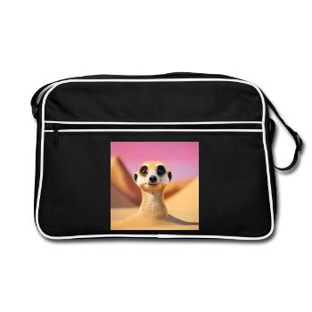 Meerkat, Meerkat Family, Meerkat Humor - Retro Bag - black/white - Front