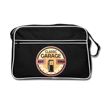 Vintage car garage retro vintage outfit car classic - Retro Bag - black/white - Front