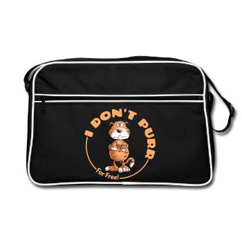 Grumpy I Don't Purr Cat Saying Cats - Retro Bag - black/white - Front