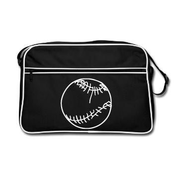 Baseball Ball Skizze - Retro Tasche - Schwarz/Weiß - Vorne