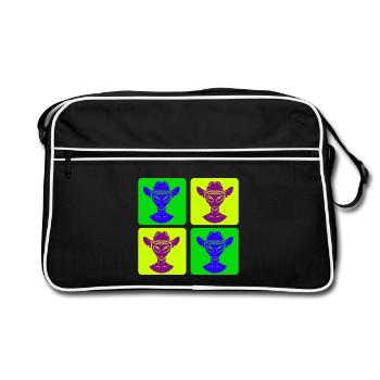 Alien Cowboy Pop Art Design - Sac Retro - noir/blanc - Devant