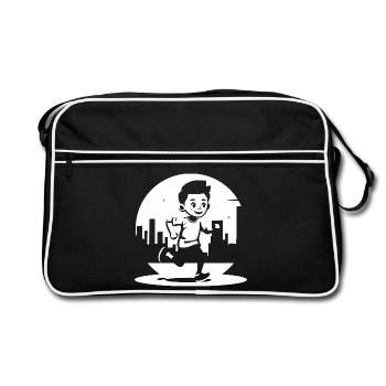Marathon Junge - Retro Tasche - Schwarz/Weiß - Vorne