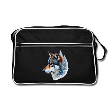 Snow Wolf: Wild and Winter Fusion - Retro Bag - black/white - Front