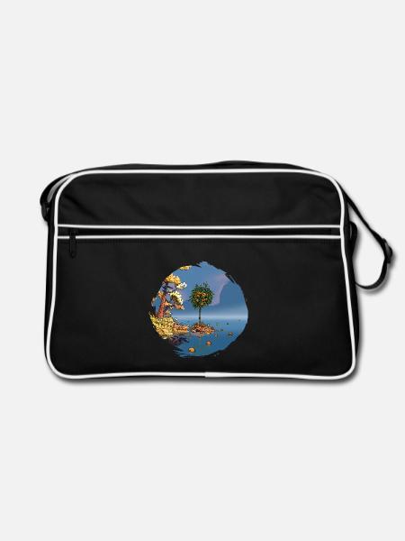 Der Orangenbaum der Insel – Surreale Illustration & Na - Retro Tasche - Schwarz/Weiß