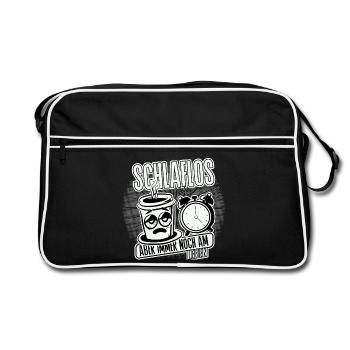 Schlaflos, aber am leben. Kein Schlaf Mom Life. - Retro Tasche - Schwarz/Weiß - Vorne