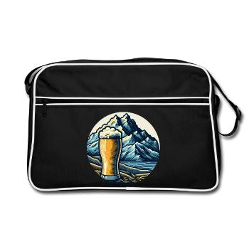 Illustration de paysage de bière de montagne - Sac Retro - noir/blanc - Devant