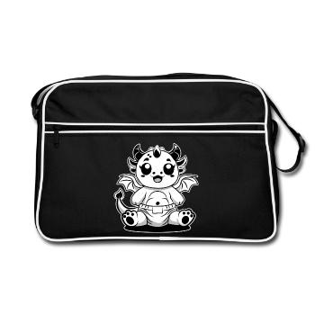 Dragon Lait – Bébé Dragon mignon en couche - Sac Retro - noir/blanc - Devant