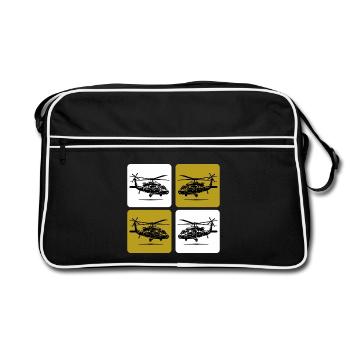Hélicoptère de l’Armée – Militaire - Sac Retro - noir/blanc - Devant