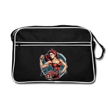 Strong Woman Burlesque Garter Suspender Lingerie Gift - Retro Bag - black/white - Front