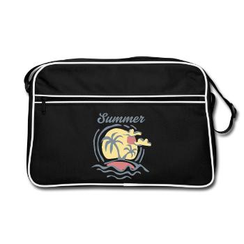 Tropical Summer Sunset Landscape - Retro Bag - black/white - Front