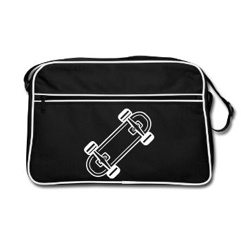 Skateboard Comic-Stil - Retro Tasche - Schwarz/Weiß - Vorne
