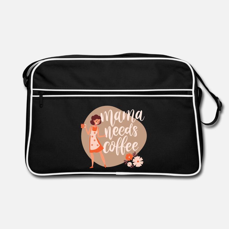 Mama needs coffee - Retro Tasche - Schwarz/Weiß