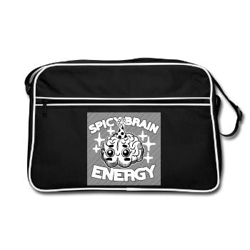 Spicy Brain Energy – ADHD Chaos Humor - Retro Bag - black/white - Front