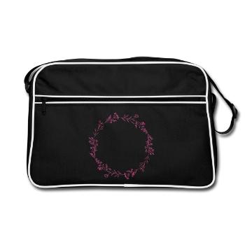 Cercle de fleurs de fleurs roses - Sac Retro - noir/blanc - Devant